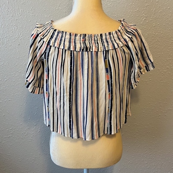 ASTR Off The Shoulder Colorful Stripes Top Size S - Picture 2 of 4